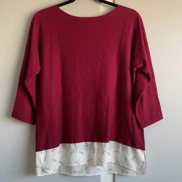 Ann Taylor Petite LP Burgundy Knit Blouse - Picture 4 of 4